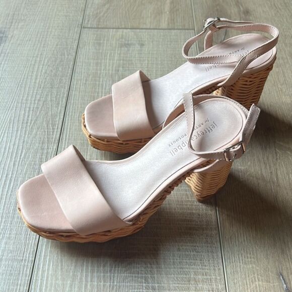 Jeffery Campbell Anthropologie Platform Pink Leather Basket Heels 7 - Picture 5 of 8